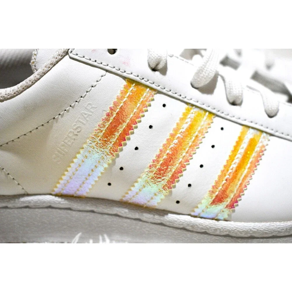 Adidas Superstar Iridescent Leather Shell Toe Sneakers Women's Size 8.5 UK 6